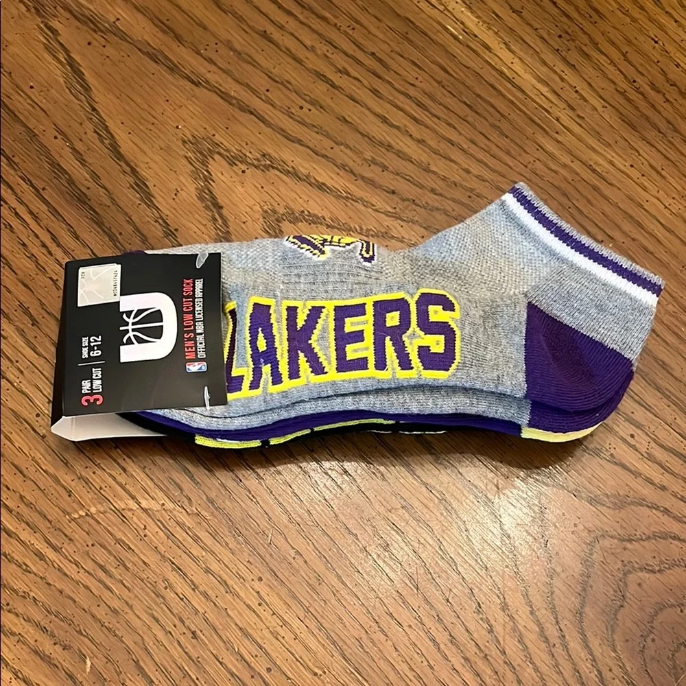 NBA men’s low cut‎ Laker socks, 3 pair, NWT